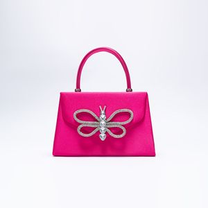 ALL0244 Bolso de hombro de poliéster de lujo a la moda Boda Señoras Embrague Mariposa <span class=keywords><strong>Fiesta</strong></span> de noche Mujeres Botón Decoración - Product Image 2