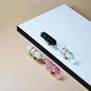 Échantillons gratuits d'usine poignées de meubles en laiton cristal rose boutons de commode en verre de tiroir en cuivre pour armoires de cuisine - Product Image 5