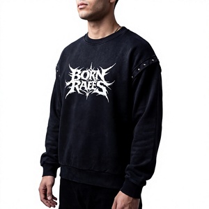 Sudadera con Capucha Negra para Hombre, Diseño Gráfico de Araña con Pedrería en la Espalda, Estilo Urbano Oversize, Sudadera con Capucha de Lujo - Product Image 1