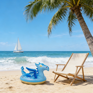 ห่วงยางไดโนเสาร์เป่าลมแบบพกพา ผลิตจากพีวีซีรักษ์โลก พับเก็บได้ พร้อมคุณสมบัติความปลอดภัยสำหรับกีฬาทางน้ำของเด็ก - Product Image 6