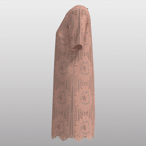 <span class=keywords><strong>Vestido</strong></span> Elegante y Femenino para Mujer, Color <span class=keywords><strong>Rosa</strong></span> Pálido, <span class=keywords><strong>con</strong></span> <span class=keywords><strong>Encaje</strong></span> Floral, Manga Corta, Cuello Redondo, Corte Holgado, <span class=keywords><strong>con</strong></span> Delicado Dobladillo Festoneado - Product Image 5
