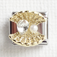 Bracelet à breloques italiennes en gros, breloques italiennes DIY, bracelet doré, diamant marin, musique, acier inoxydable, bijoux tendance pour femmes, pendentifs et breloques