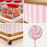 Kiosque de présentation de bonbons moderne sur mesure en bois et acier inoxydable pour centre commercial, magasin de confiserie