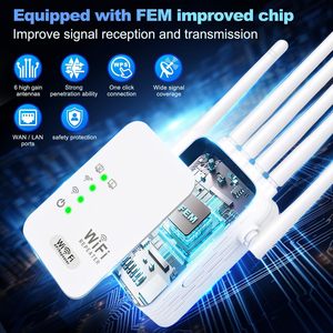 Repetidor <span class=keywords><strong>WiFi</strong></span> de Doble Banda de 1200 Mbps, <span class=keywords><strong>Amplificador</strong></span> de Señal de 2.4G de Largo Alcance, Extensor de 5G, <span class=keywords><strong>Cobertura</strong></span> de 300-500 m², 4 Antenas Externas - Product Image 2