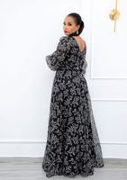 Dp574 Robe longue à manches lanterne avec ceinture col en V tendance sexy surdimensionnée pour femmes Offre Spéciale personnalisée