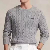 Pull à col roulé unisexe en coton mélangé ou en laine mélangée à manches longues, tricoté en câble avec un pull tricoté
