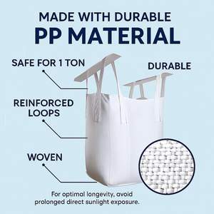 Sacos a granel FIBC Super Sack de alta resistencia industrial, de 1 tonelada, para transporte de granos y grava, con cierre tipo Duffle Top, fondo plano, de polipropileno, para uso agrícola. - Product Image 5