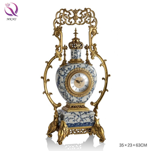 <span class=keywords><strong>Reloj</strong></span> de Mesa de Latón de Alta Calidad Estilo Europeo, Adorno de Porcelana Azul y Blanca Pintado a Mano, Decoración para el Hogar, Accesorios para el Hogar - Product Image 5