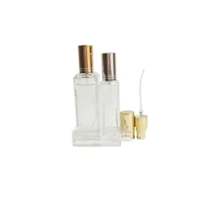 Atomizador de perfume de aceite vacío, botella de cristal cuadrada transparente con pulverizador, 10ml, 15ml, 20ml, 30ml, 50ml, 100ml, venta al por mayor de fábrica