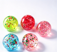 Balle anti-stress transparente en TPR en forme de pomme de Noël, 6 cm, mignonne, colorée, scintillante, en maltose, jouet à presser fait main