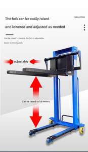 倉庫使用1トン2トン3トン小型リフトプラットフォーム1500kg油圧手動フォークリフトハンドパレットスタッカー - Product Image 2
