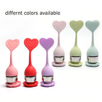 Cadeau de Noël coeur forme thé infuseur passoire filtres diffuseur avec plateau en silicone pour feuilles mobiles thé raide cadeaux saisonniers