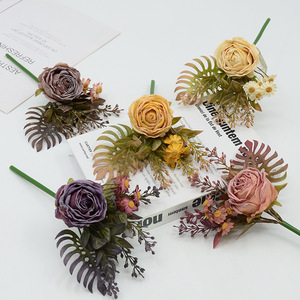 Bouquet de roses artificielles Dongchen Crafts, 10cm-30cm, arrangement de fleurs en soie pour décoration de mariage - Product Image 1