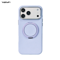 VAWI L137 Coque arrière fine en cuir PU pour iPhone 13 à 18 Pro Max avec anneau magnétique et support pliable, vente en gros directe usine