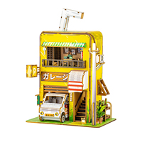 Kit de maison miniature à construire soi-même, puzzle en bois 3D, scène de rue japonaise, garage, appartement, style anime, lumière LED, décoration de la maison, cadeau