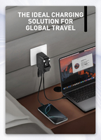 LDNIO Q2618 Adaptador de Viaje GaN de 65W al por Mayor, Cargador de Teléfono USB-C PD PPS USB-A QC con 4 Enchufes Intercambiables AU EU UK US