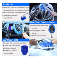 Ensemble de brosses de lavage de voiture 26 pièces, kit complet de detailing avec éponge, gant et outils de nettoyage