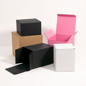 Snap Bottom Square <b>Boxes</b> Flip Top Corrugated Paper Packaging <b>Gift</b> Craft Box White <b>Pink</b> Black Colorful Folding Carton - Product Image 3