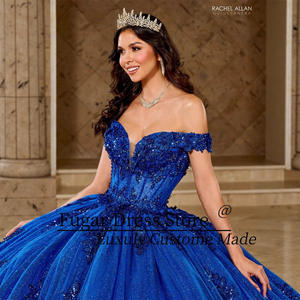 S2118F Nuovo <span class=keywords><strong>Vestito</strong></span> da Sera Blu di Alta Qualità con Spalle Scoperte per Banchetti e Cerimonie, Abito da Sposa per Donna - Product Image 4