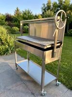 Barbecue américain avec fumoir pour restaurant, cuisine, hôtel, grand four carré avec hauteur réglable, revêtement par pulvérisation