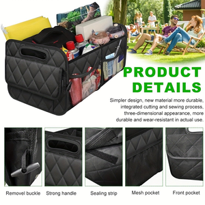 Caixa Organizadora para Porta-Malas de Carro, Dobrável e Almofadada, com Bolsos de Malha, Base de Velcro e Alças para Transporte, Ideal para SUV, Viagens e Camping - Product Image 5