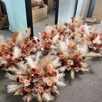 Tendance Style Bohème Caramel Pièce Maîtresse Artificielle Pampas Herbe Orange Rose Brun Fleur Boule pour Mariage