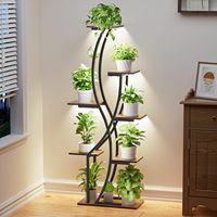Prix d'usine Nouveauté 2026 Étagère à fleurs et support pour plantes parfumées en métal et bois à 6 niveaux pour intérieur et extérieur avec éclairage de culture