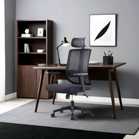 Chaise de bureau Boss, design moderne, dossier en tissu maillé, hauteur réglable, pivotante, chaise d'appoint avec finition pewter, noir anthracite