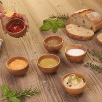 Petits bols en bois d'acacia écologiques, sculptés à la main, pour sauce, salsa