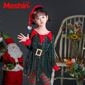 Nuevo Disfraz de Princesa con Lentejuelas Rojas y Verdes Navideños de Meshin para Niñas Pequeñas, Disfraz de Lujo para Actuaciones de TV y Cine, Venta al por Mayor - Product Image 3