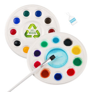 SINOART 10PK 10 puits <span class=keywords><strong>Palette</strong></span> <span class=keywords><strong>jetable</strong></span> bambou naturellement biodégradable Bio-Eco artiste acrylique <span class=keywords><strong>palette</strong></span> de <span class=keywords><strong>peinture</strong></span> aquarelle - Product Image 1