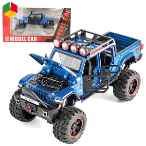 QS-camioneta todoterreno de juguete escala 1:32, camioneta de aleación fundida, ruedas libres, luces de sonido de simulación fundidas
