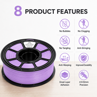 Stock local aux États-Unis : Filament PLA pour imprimante 3D, 1,75 mm, violet lilas, 1 kg, bobine en plastique