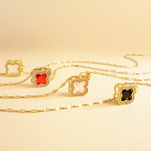 Venta caliente de lujo Lucky Four-leaf Clover Nuevo collar Niñas Moda Collar de acero inoxidable Accesorios - Product Image 2