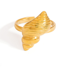 เครื่องประดับธีมทะเลสแตนเลส แหวนรูปปลาดาวและหอยสังข์ สำหรับผู้หญิง แฟชั่นงานปาร์ตี้ ชุบทอง ดีไซน์เปลือกหอย รูปทรงเรขาคณิต - Product Image 4