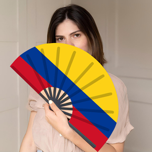 Abanicos Plegables de Bambú con la Bandera de Colombia al por Mayor, Abanico de Mano para Carnaval, Boda, Festival, Fiesta, Agencia de Viajes - Product Image 5