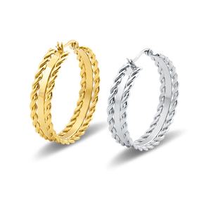 Boucles d'oreilles en forme de cercle <span class=keywords><strong>torsadé</strong></span> en acier inoxydable, bijou en cercle <span class=keywords><strong>torsadé</strong></span> en <span class=keywords><strong>or</strong></span>, nouvelle collection 2021 - Product Image 4