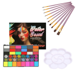 Kit de peinture pour le visage à base d'eau de 54 couleurs avec pinceaux, pochoirs et éponges pour enfants et adultes - Product Image 2