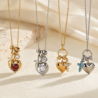 Collier pendentif cœur en or 18 carats plaqué CZ, chaîne en acier inoxydable avec perle et croix, bijoux pour femmes, cadeau tendance, bijoux imperméables