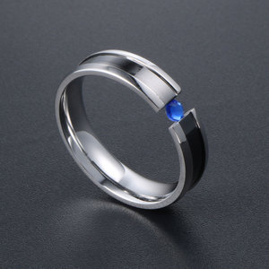 แหวนคู่รักไทเทเนียมสตีลประดับคริสตัลไรน์สโตนแบบฝังขอบ สำหรับสวมใส่ทุกวัน รุ่น SA608 - Product Image 4