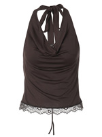 Vêtements pour femmes : Débardeur sexy à col licou, dos nu, avec bordure en dentelle, style vintage Y2K, type camisole