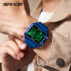 Sanda 6273 thời trang đồng hồ điện tử cho người đàn ông sáng 5ATM Đồng hồ chống thấm nước thể thao ngoài trời giản dị phụ nữ kỹ thuật số Đồng hồ đeo tay - Product Image 6