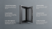 Ventana de Apertura Interior de Aluminio de Diseño Europeo, Serie Silenciosa |   Ventana de Doble Acristalamiento con Reducción de Ruido para Dormitorio