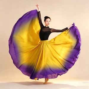 Falda Larga de Satén con Volantes para <span class=keywords><strong>Mujer</strong></span>, Estilo <span class=keywords><strong>Flamenco</strong></span>, 720 cm, <span class=keywords><strong>Vestido</strong></span> Folclórico Español para Danza del Vientre, Disfraz para Actuaciones - Product Image 4