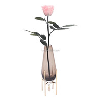 Décoration de la maison fleur préservée à la glycérine rose à longue tige dans un vase-longue durée 3-5 ans saint valentin et noël