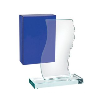 Trofeo bianco Base verde 160 mm alta vetro UV stampato metallo di plastica di cristallo per omaggi della fiera e regali di benvenuto - Product Image 2