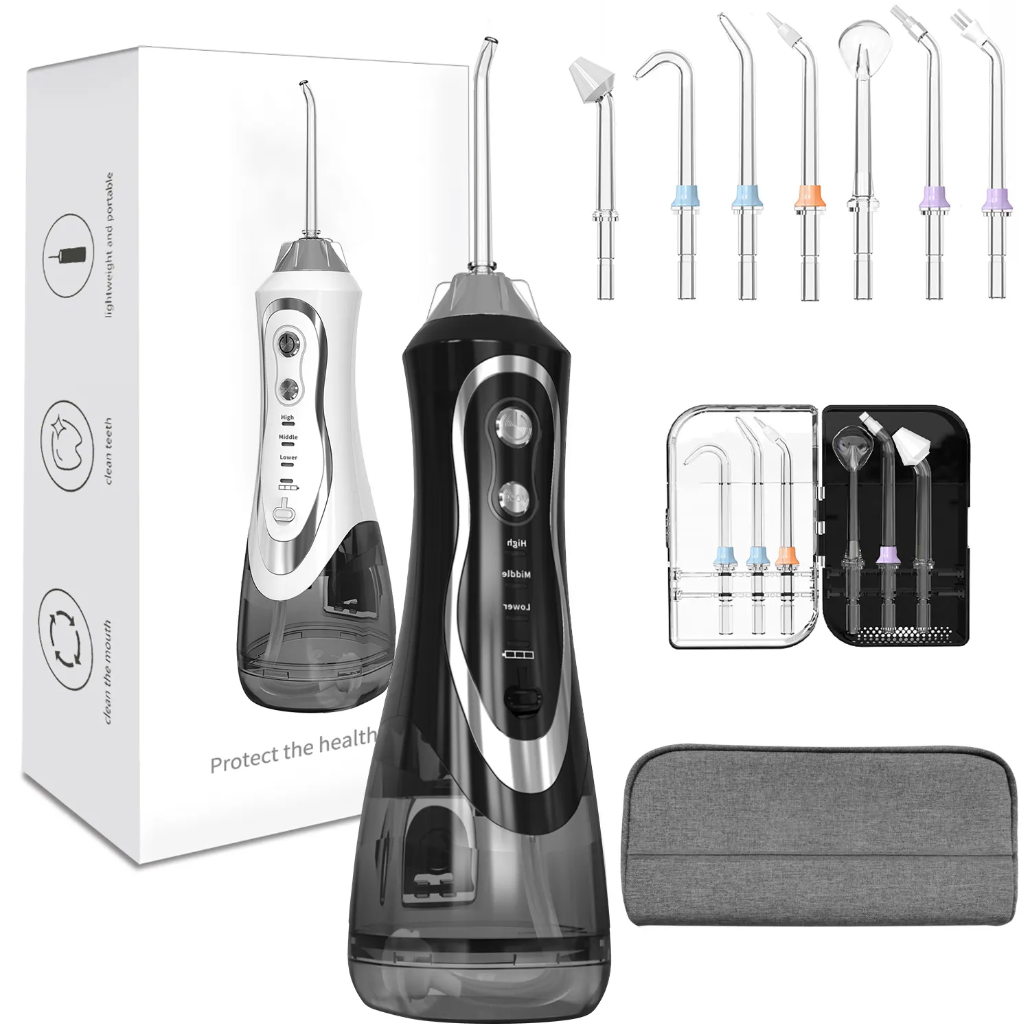 Dispositivo de limpieza Dental fácil y portátil, 5 modos, 4 boquillas, hilo Dental, limpiador bucal sucio, irrigador