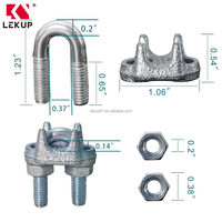 LEKUP LLN-301 Serre-câble en fil d'acier galvanisé argenté 1/4" M6, clips de câble zingués, robustes