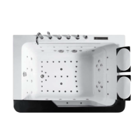 Baignoire de massage à remous moderne de luxe en acrylique, autoportante, pour 2 personnes, usage hôtelier, avec 22 jets, capacité de plus de 60 gallons