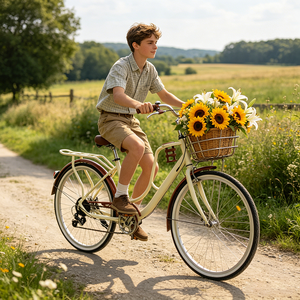 Vélo de ville vintage pour <span class=keywords><strong>femme</strong></span>, 7 vitesses, élégant, style pastoral, pour adulte, équipé d'un panier avant et d'un porte-bagages arrière - Vente en gros - Product Image 2